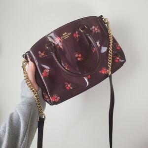 COACH F31395 SAGE CARRYALL Bag Handbag BOUQUET PRINT Purse Oxblood Maroon Small